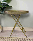 Oval Metal Sided Filigree Side Table - The Farthing