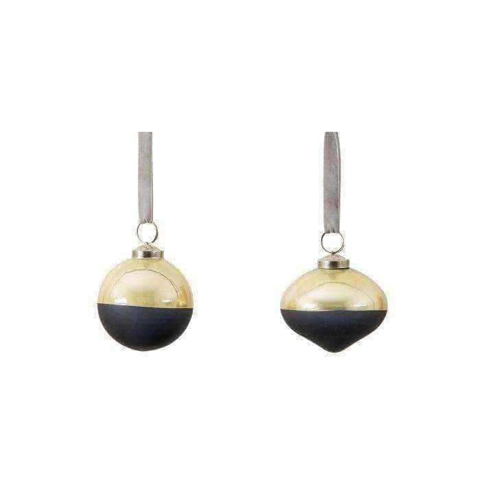 Pack of Six Gold and Black Baubles - The Farthing