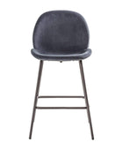 Pair of Grey Velvet Backed Bar Stools - Set of Two - The Farthing