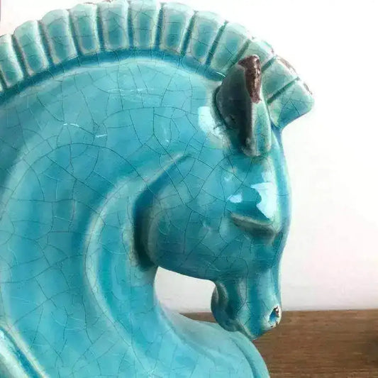 Pale Blue Horse Head Bookends - The Farthing