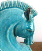 Pale Blue Horse Head Bookends - The Farthing