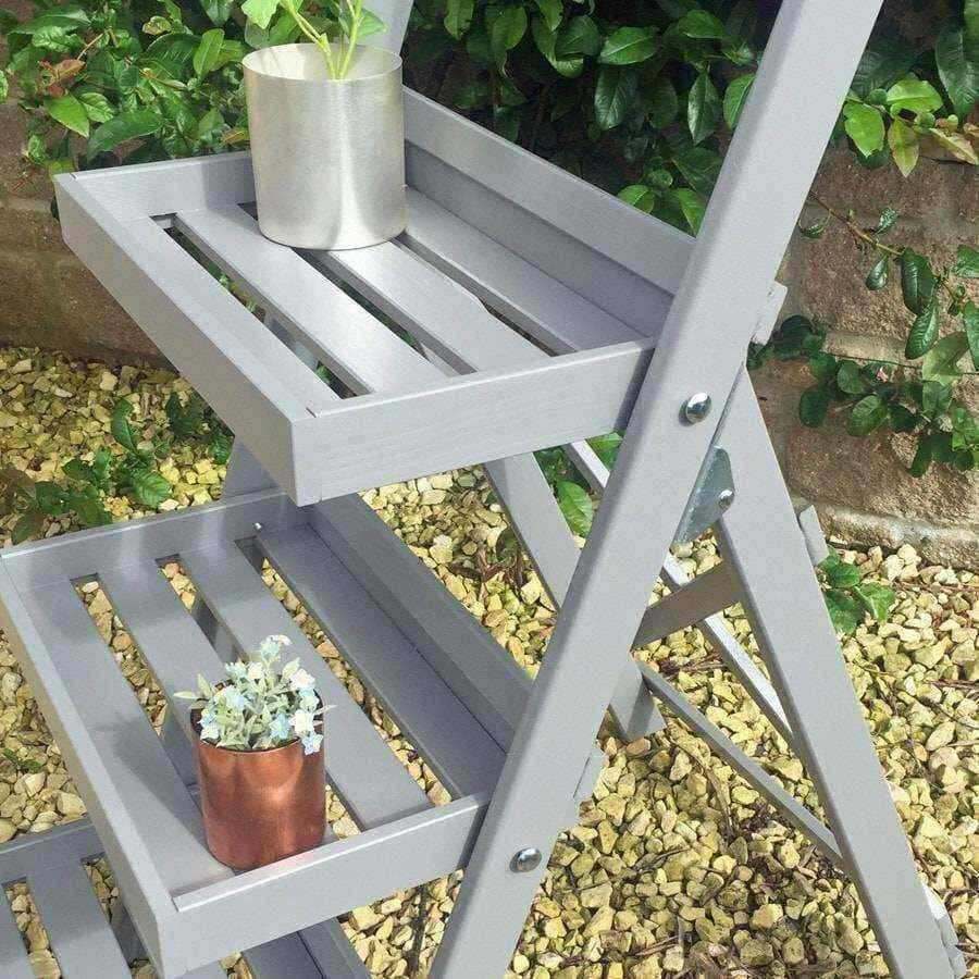 Parisian Dove Grey Wooden Plant Stand - The Farthing