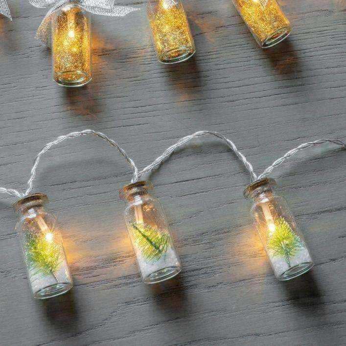 Pine Trees in 10 Jars LED Light Garland - The Farthing