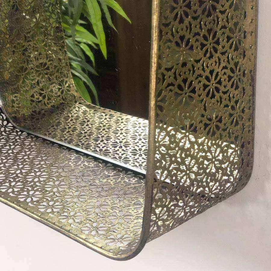 Portrait Filigree Sided Mirror with Shelf - The Farthing