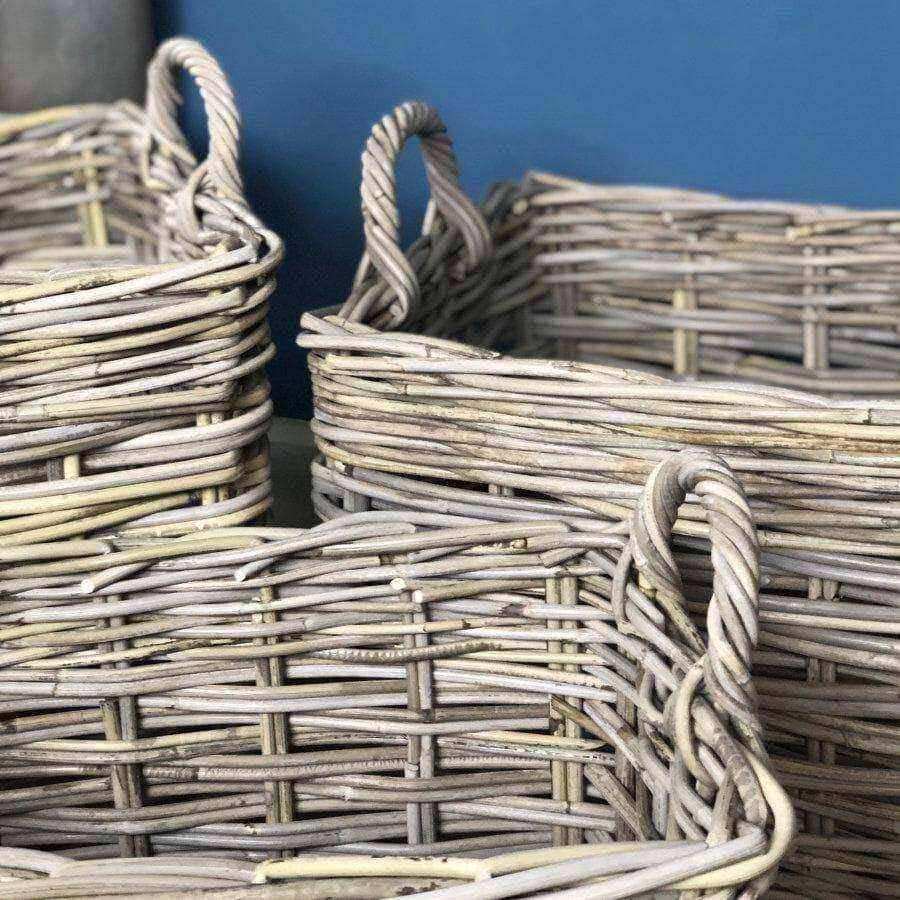 Rectangle Rattan Basket Set - Three Baskets - The Farthing
