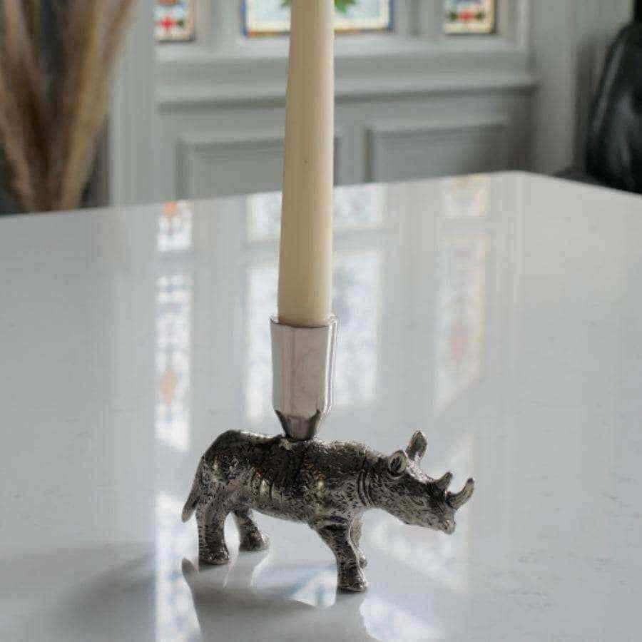 Rhino Shaped Metal Candle Holder - The Farthing