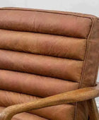 Ribbed Vintage Brown Leather Arm Chair - The Farthing