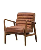Ribbed Vintage Brown Leather Arm Chair - The Farthing