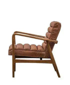 Ribbed Vintage Brown Leather Arm Chair - The Farthing
