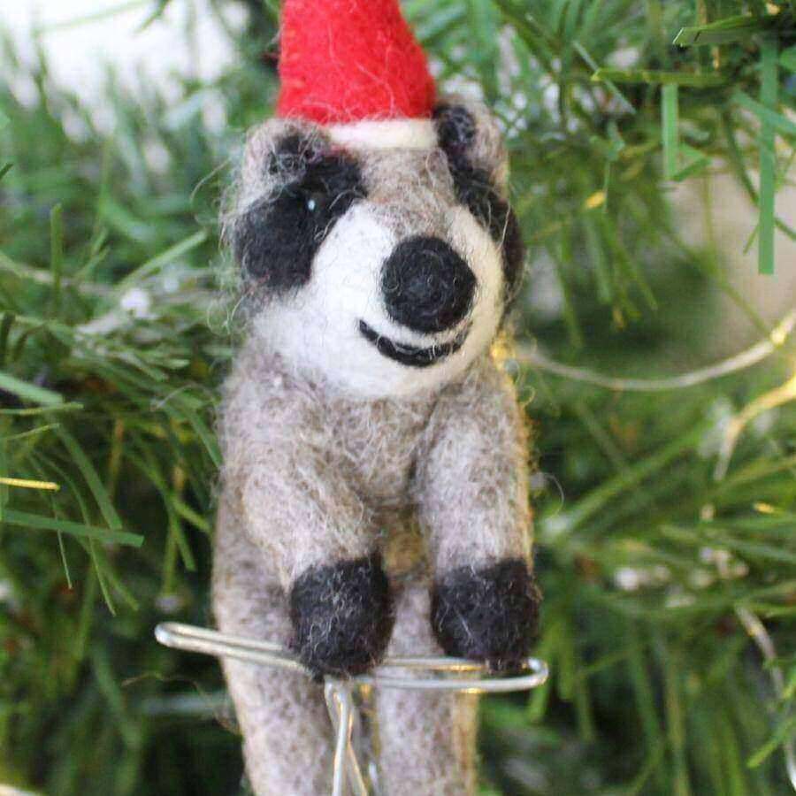 Ronnie Racoon Festive Hanging Tree Decoration - The Farthing