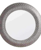 Round Antique Silver Patterned Wall Mirror - The Farthing