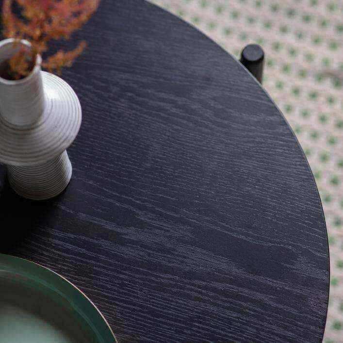 Round Black Oak Coffee Table - The Farthing
