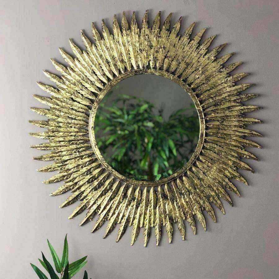 Round Distressed Feather Wall Mirror - The Farthing