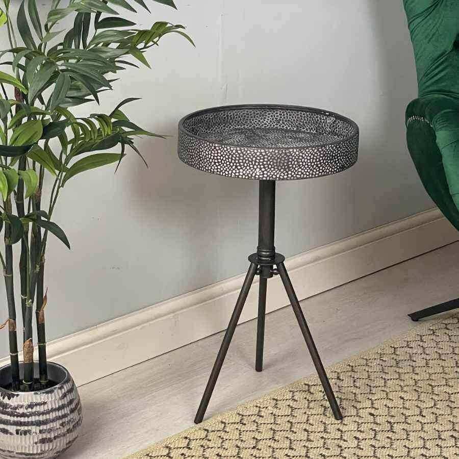 Round Metal Tripod Stand Side Table - The Farthing