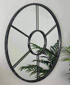 Round Metal Window Mirror Distressed Black - The Farthing