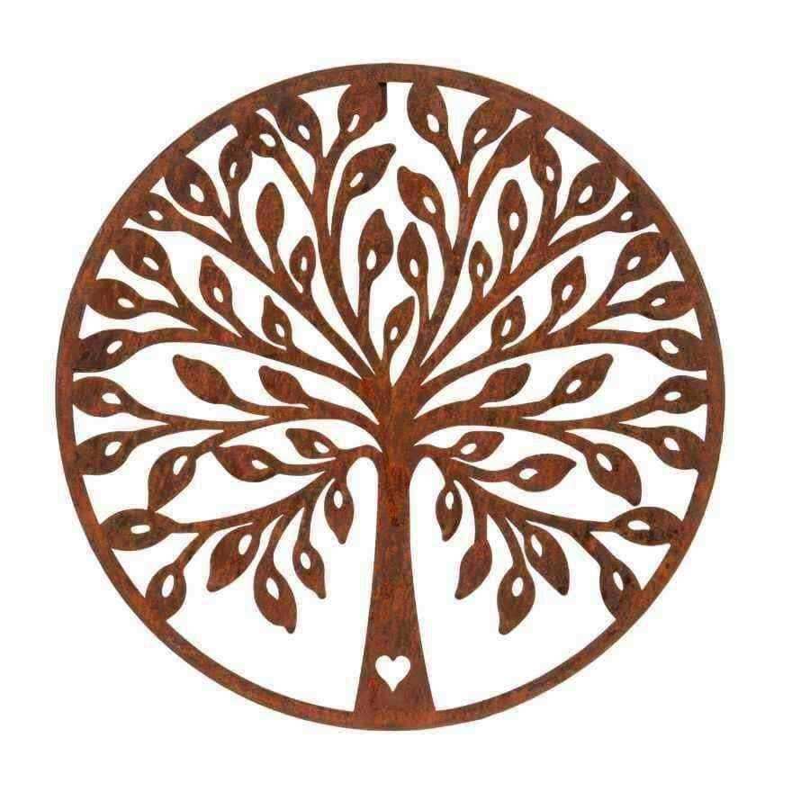 Round Oxidised Metal Wall Art - Tree of Life Heart - The Farthing