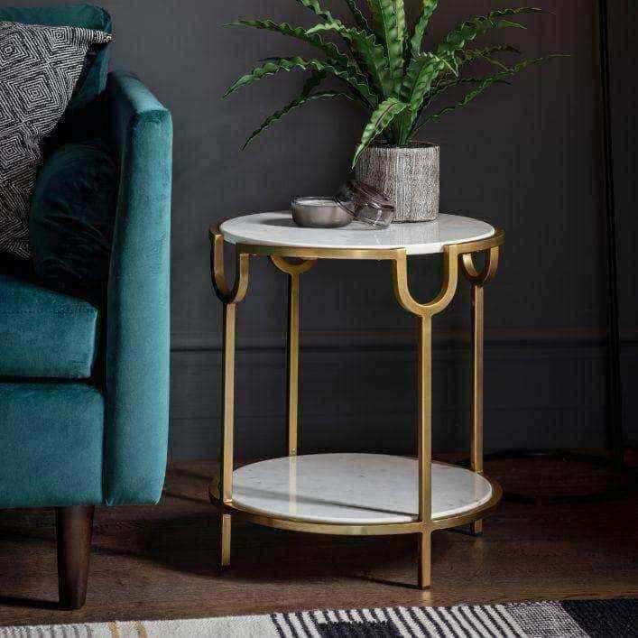 Round Westbourne Marble Toped Side Table - The Farthing