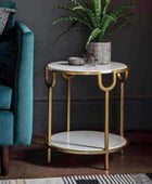 Round Westbourne Marble Toped Side Table - The Farthing