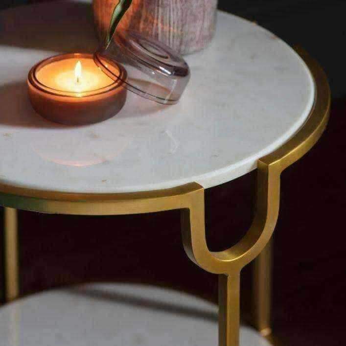 Round Westbourne Marble Toped Side Table - The Farthing