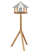 Round Zinc Roof Oak Standing Bird Table - The Farthing