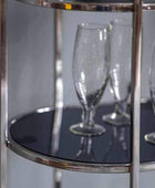 Rounded Edge Chrome & Smoked Glass Drinks Trolley - The Farthing