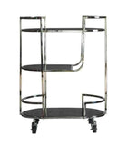 Rounded Edge Chrome & Smoked Glass Drinks Trolley - The Farthing