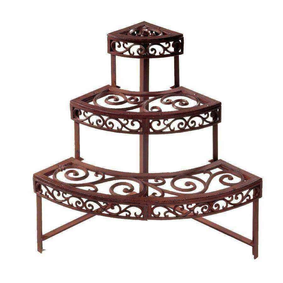 Rounded Rustic Cast Iron 3 Tiered Garden Plant Etagere - The Farthing