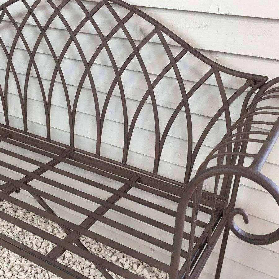 Rustic Aged Metal Garden Bench - The Farthing