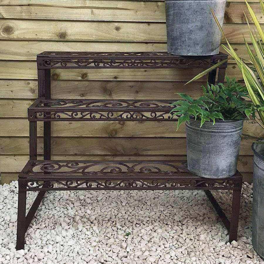 Rustic Cast Iron 3 Tiered Garden Plant Etagere - The Farthing