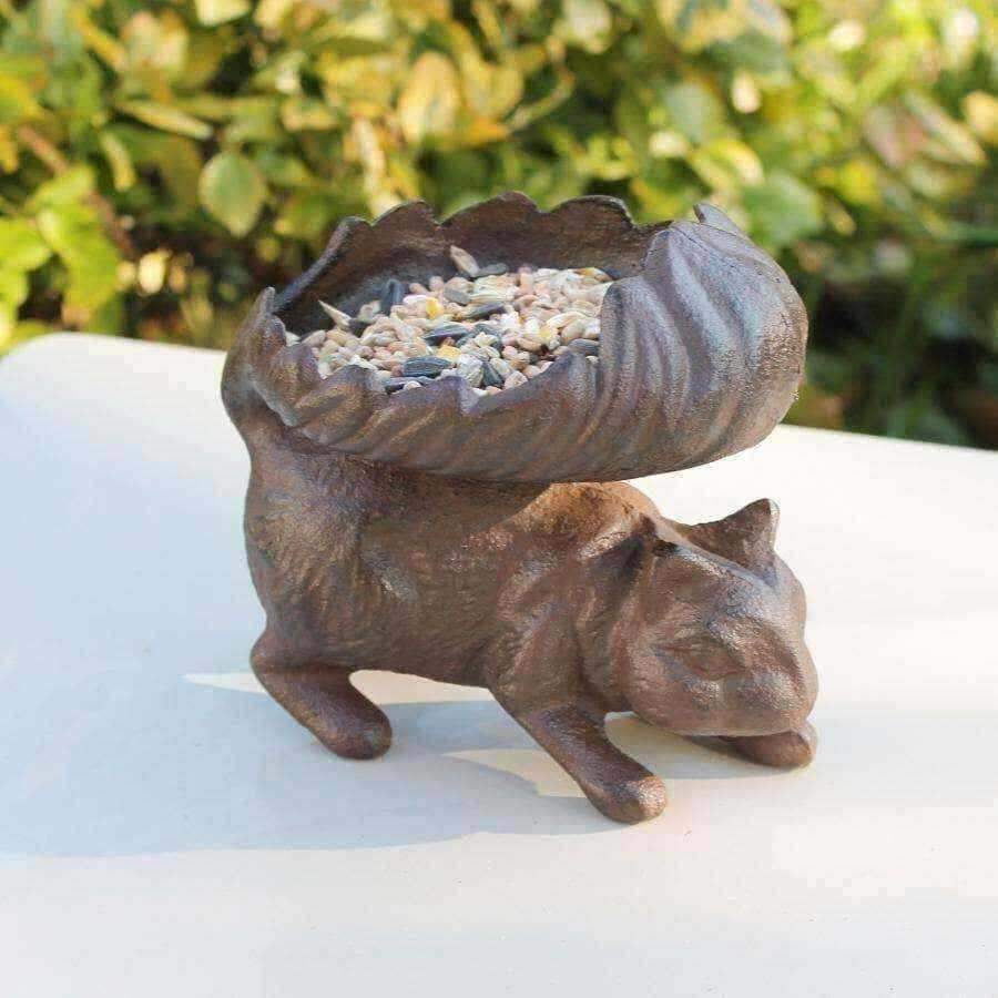 Rustic Cast Iron Squirrel / Bird Feeder - The Farthing