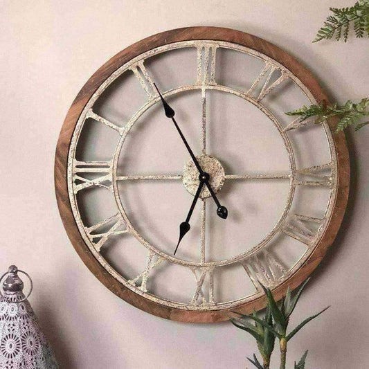 Rustic Cut-Out Skeleton Clock - Distressed Gold - The Farthing