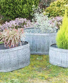 Rustic Distressed Fluted Planter Trough Set - 3 - The Farthing