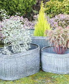 Rustic Distressed Fluted Planter Trough Set - 3 - The Farthing