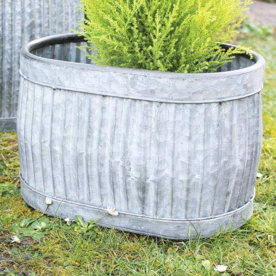 Rustic Distressed Fluted Planter Trough Set - 3 - The Farthing