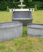 Rustic Distressed Fluted Rectangle Planter Set - 3 - The Farthing