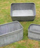 Rustic Distressed Fluted Rectangle Planter Set - 3 - The Farthing