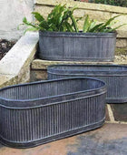 Rustic Galvanised Fluted Trough Set of 3 Tubs - The Farthing
