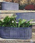 Rustic Galvanised Fluted Trough Set of 3 Tubs - The Farthing