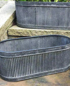 Rustic Galvanised Fluted Trough Set of 3 Tubs - The Farthing