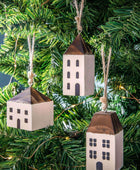 Rustic Hanging House Tree Decorations Set of 6 - The Farthing