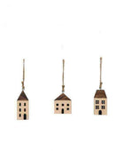 Rustic Hanging House Tree Decorations Set of 6 - The Farthing