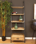 Rustic Ladder Shelf Ladder with Drawer - The Farthing