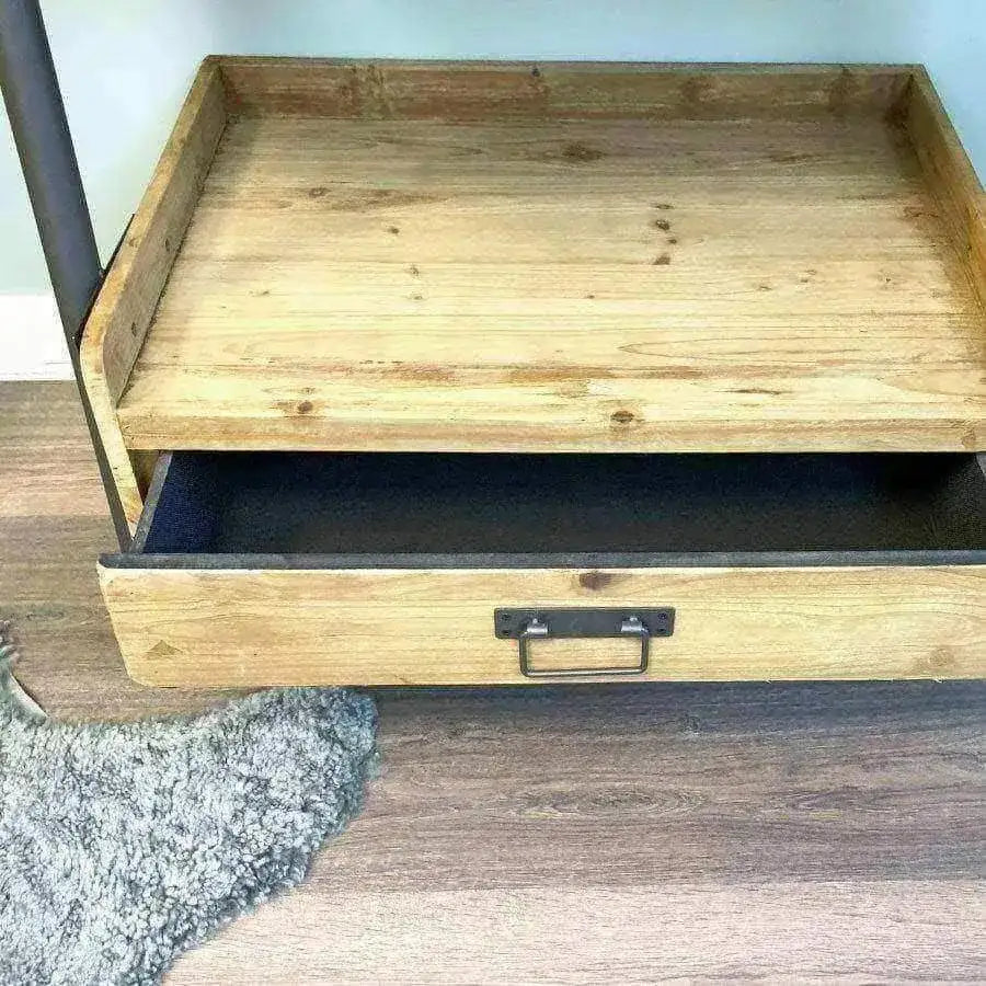 Rustic Ladder Shelf Ladder with Drawer - The Farthing