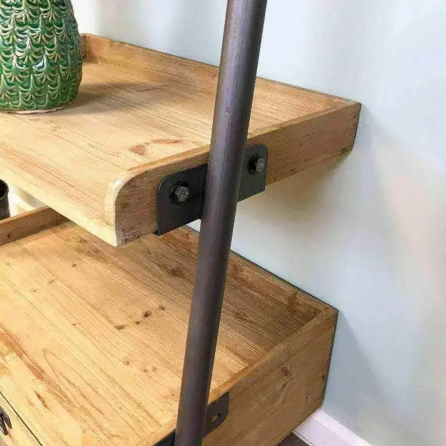 Rustic Ladder Shelf Ladder with Drawer - The Farthing