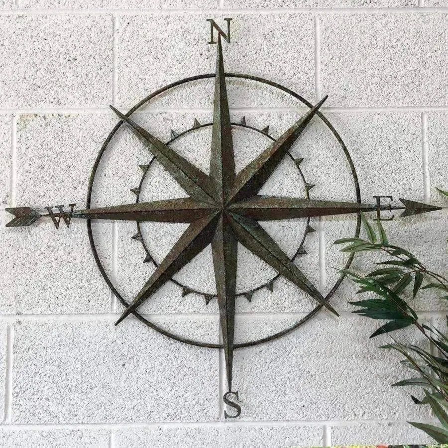 Rustic Compass Picture Rustic Metal Compass Garden Wall Art