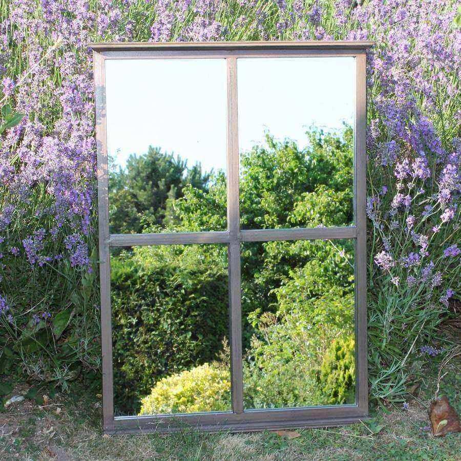 Rustic Metal Garden Window Mirror - The Farthing