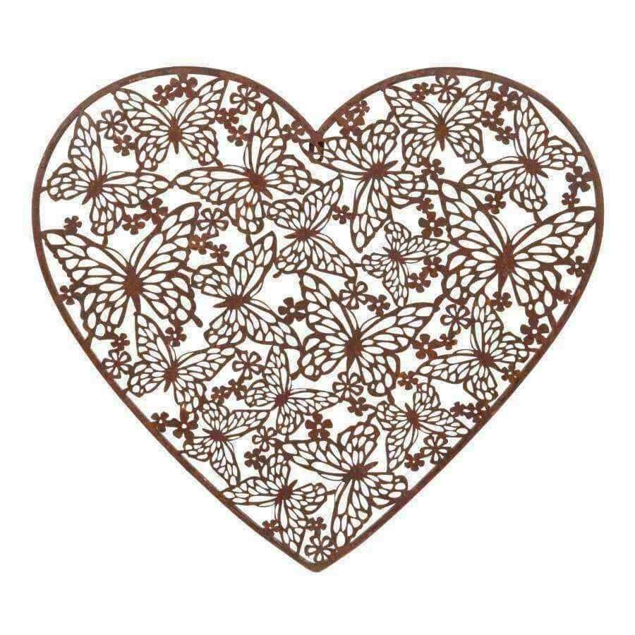Rustic Metal Heart with Butteries Wall Art - The Farthing