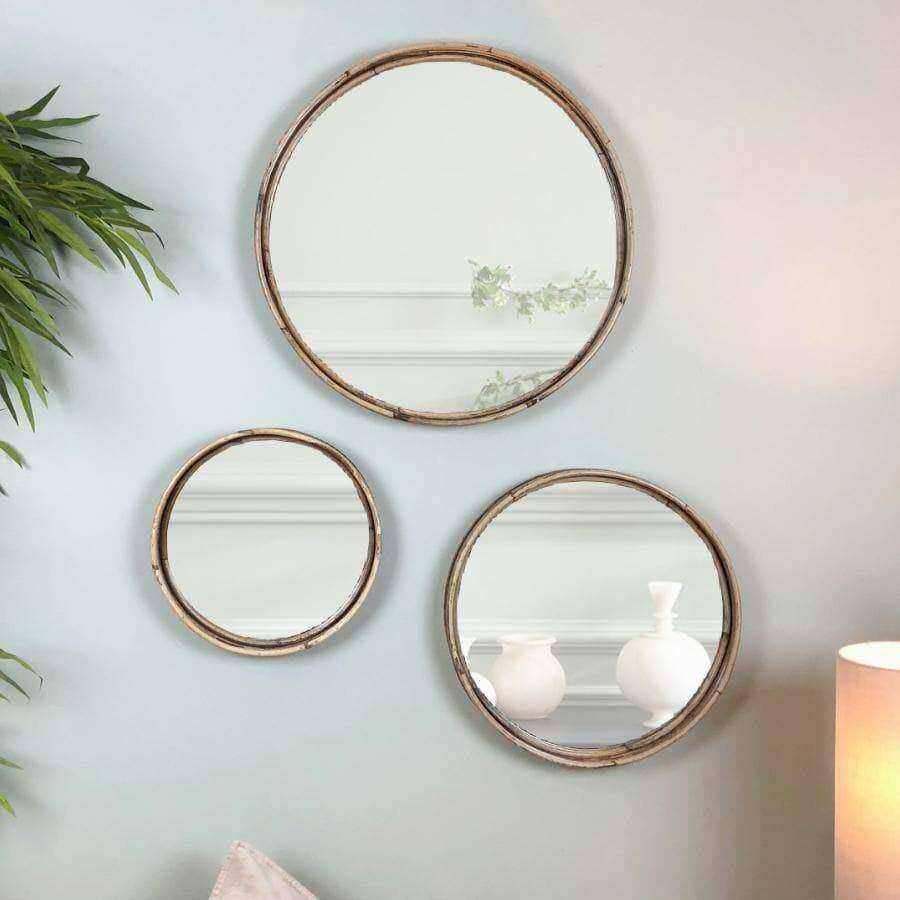 Rustic Rattan Set of Three Mirrors - The Farthing