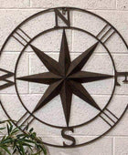 Rustic Round Metal Compass Garden Wall Art - The Farthing