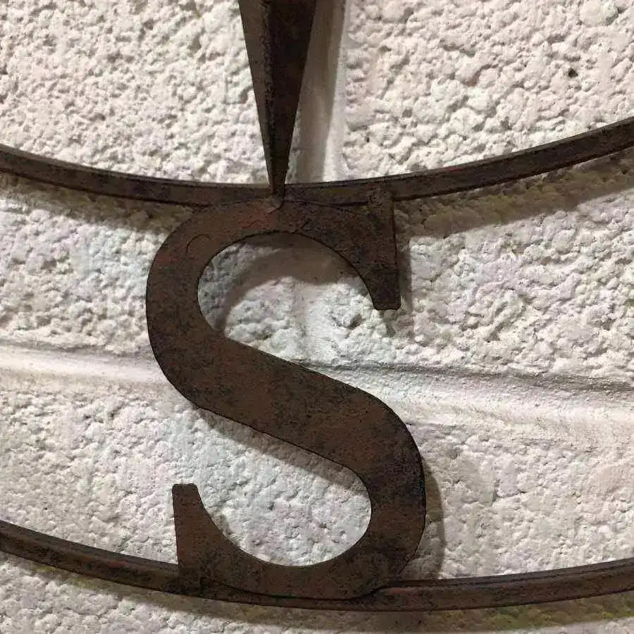 Rustic Round Metal Compass Garden Wall Art